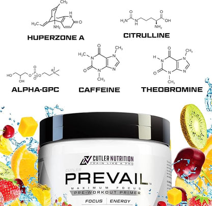 Prevail Pre Workout Powder with Nootropics Pre-Workout Drink for Men and Women Lazer Focus and Energy Stim Pre Workout with L-Citrulline Alpha GPC and L Tyrosine , 40 Scoops (Tropical Punch)