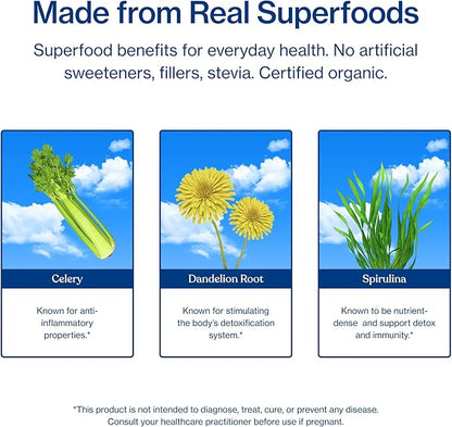Sunwink Detox Powdered Greens - Organic Greens SuperFood Powder for Debloat - Super Greens Powder w/Celery, Dandelion, Spirulina - Daily Greens Powder for Gentle Detox - 4.2 oz (20 Servings)