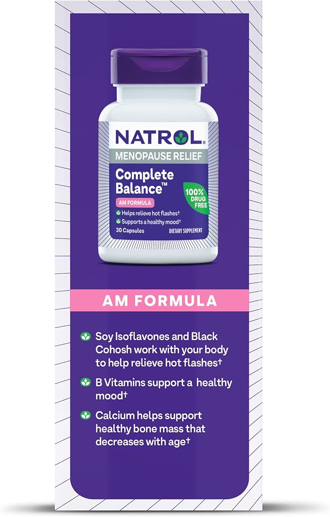 Natrol Complete Balance, Dietary Supplement for Menopause Relief, A.M./P.M. Menopause Relief for Women, 60 Capsules, Up to a 30 Day Supply