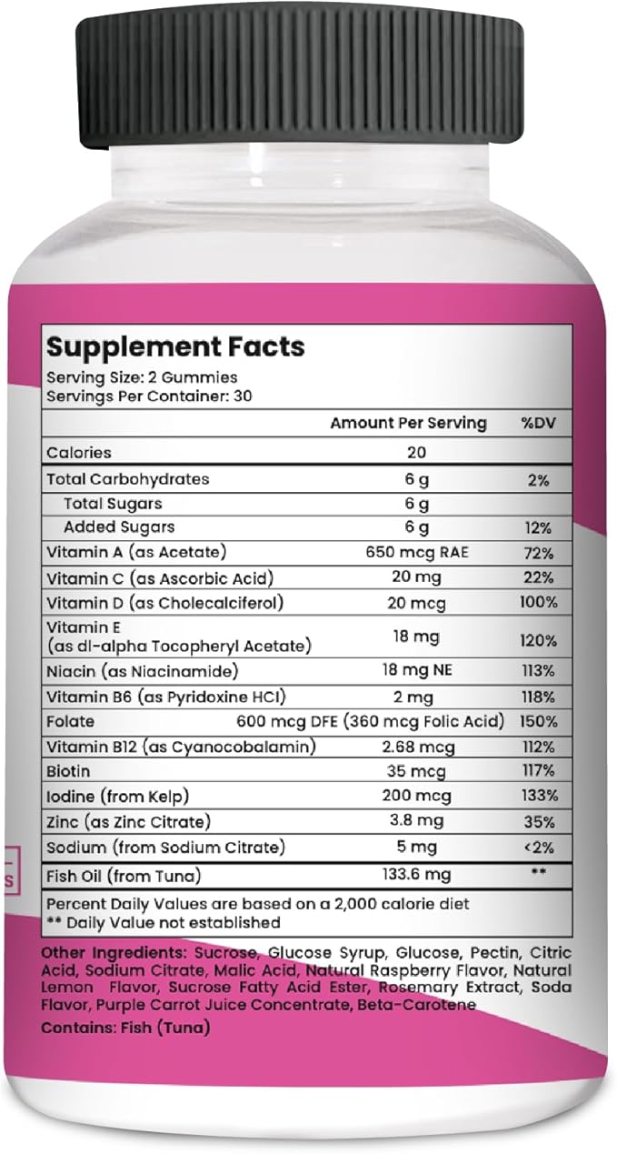 Pathway Health Baby Pump Prenatal Vitamin Gummies - 60 Capsules - Organic Pregnancy Supplements for Women - Gluten Free Multivitamin Prenatals - Prenatal Gummies with Iron, B12 & DHA