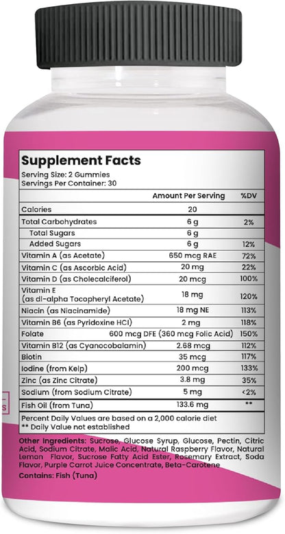 Pathway Health Baby Pump Prenatal Vitamin Gummies - 60 Capsules - Organic Pregnancy Supplements for Women - Gluten Free Multivitamin Prenatals - Prenatal Gummies with Iron, B12 & DHA