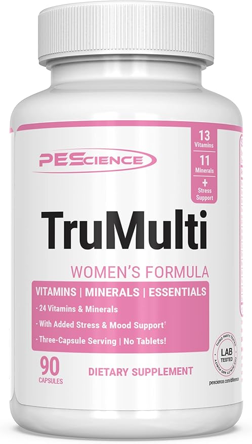 PEScience TruMulti Women's, Multivitamin with Premium Quality Vitamin C, D, Zinc for Immune & Stress Support, 90 Capsules