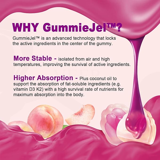 Sugar-Free Calcium Citrate Gummies 1000mg w/Vitamin D3 K2, Magnesium, Zinc, Boron, Manganese, Copper for Bone, Muscle & Immune, Ultimate Absorption Calcium Supplement for Women & Men - Vegan, 120 Cts