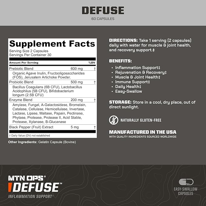 MTN OPS Defuse Joint Supplement with Antioxidants, 30 Servings