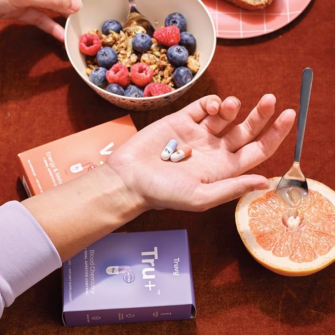 Tru+ Dual Appetite Suppressant for Weight Loss - 30-Day Kit - Blood Chemistry - Food Dietary Supplements for Women & Men - 1 Box of Tru+™ (56 Capsules)