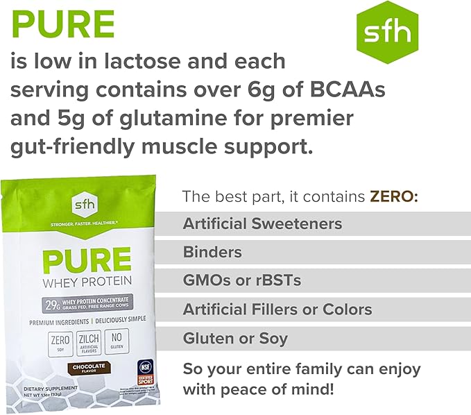 Pure Whey Protein Powder Chocolate Pack of 10 Single Serves