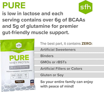 Pure Whey Protein Powder Chocolate Pack of 10 Single Serves