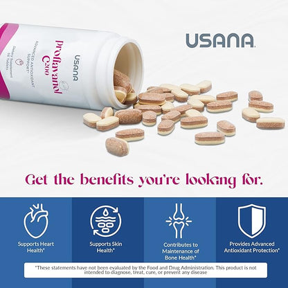 USANA Proflavanol C200 - Advanced Antioxidant with Bioflavanoids and Vitamin C for Heart Health - 56 Tablets - 28 Day Supply
