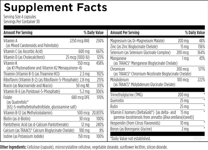 Designs for Health DFH Complete Multi - Comprehensive Multi Vitamin + Mineral Supplement with Folate, 1000 IU Vitamin D, Immune Support Vitamins - Multivitamin with No Copper, No Iron (120 Capsules)