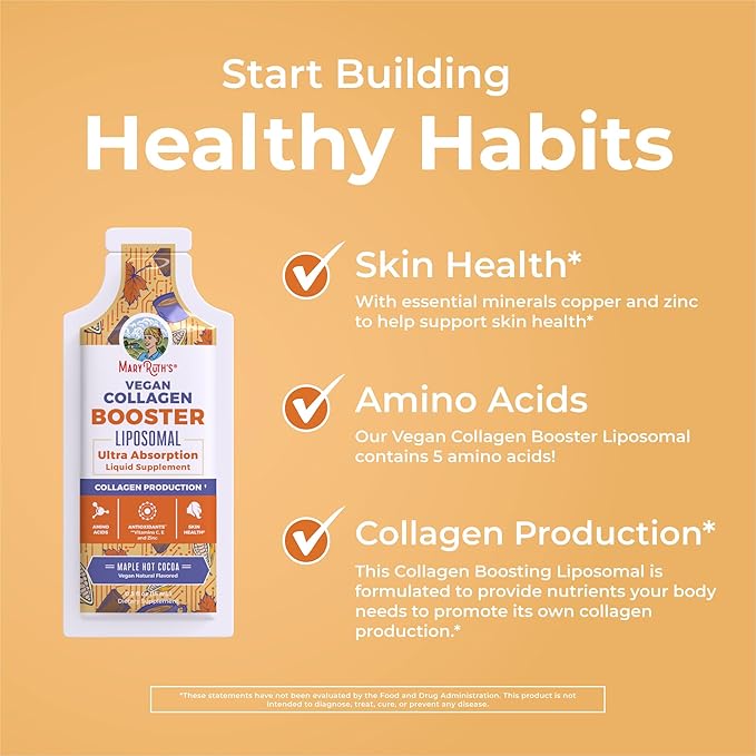 MaryRuth Organics Collagen Booster Liposomal | Sugar Free | Liquid Collagen Booster with Vitamin C, E, Zinc, Copper & Silica | Skin Care & Joint Support | Vegan | Non-GMO | Gluten Free | 14 Servings