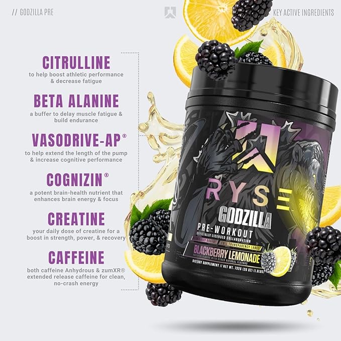 Ryse Noel Deyzel x Pre Workout | Intense Pumps, Energy, & Focus | Citrulline & Beta Alanine | 400mg Total Caffeine | 40 Servings (BlackBerry Lemonade)