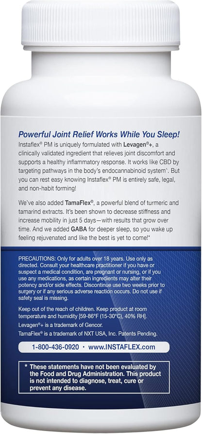 Instaflex PM Nighttime Joint Support with Levagen, Tamaflex, GABA, Ashwagandha, Passionflower Extract, Mobility, Sleep Support - 60 Capules