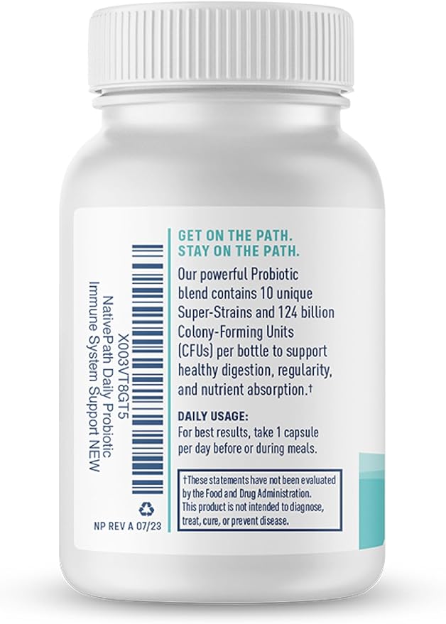 NativePath Daily Probiotic, 10-Strain Custom Blend Probiotics Supplement for Men and Women, 82 Billion CFUs - 45 Count