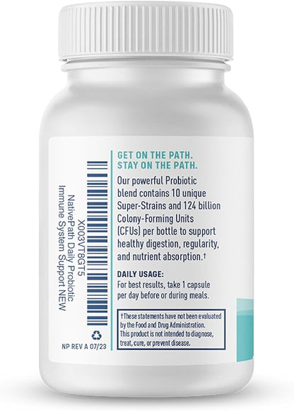 NativePath Daily Probiotic, 10-Strain Custom Blend Probiotics Supplement for Men and Women, 82 Billion CFUs - 45 Count
