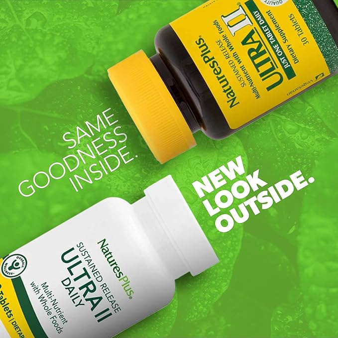 NaturesPlus Ultra II Multivitamin, Sustained Release - 30 Vegetarian Tablets - Daily Whole Food Vitamin & Mineral Supplement for Overall Health - Natural Energy Booster - 30 Servings