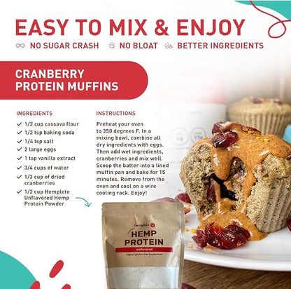 Organic Hemp Heart Unflavored Vegan Protein Powder, Plant-Based for Balanced Nutrition, All-Natural, 1 Ingredient, No Artificial Ingredients, Easy to Digest & Mix (10oz)