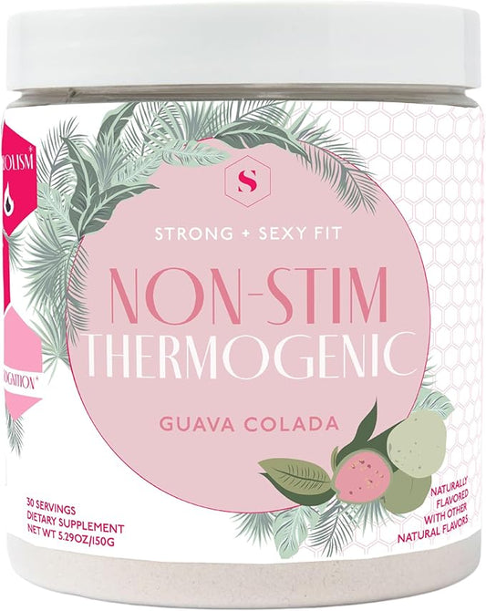 Strong + Sexy Fit, Weight and Diet Support Health Supplement, Caffeine Free Non Stim Drink Powder for Appetite Control and Metabolism Support, Supplements for Women, Guava Colada Flavor, 30 SVG