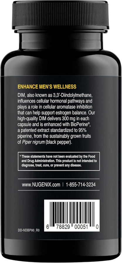 Nugenix Essentials DIM Supplement 305 mg Diindolylmethane & BioPerine for Hormone Balance, 90 Capsules