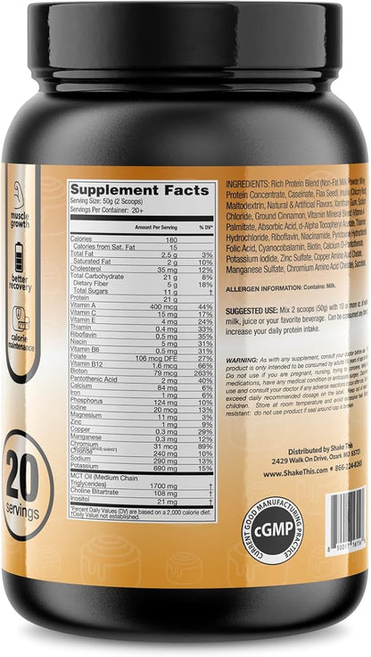 Complete MR | 1 Gallon Container - 20 Servings | Meal Replacemnt Shake with Protein, Carbs, Fiber and Vitamins (Cinnamon Swirl)