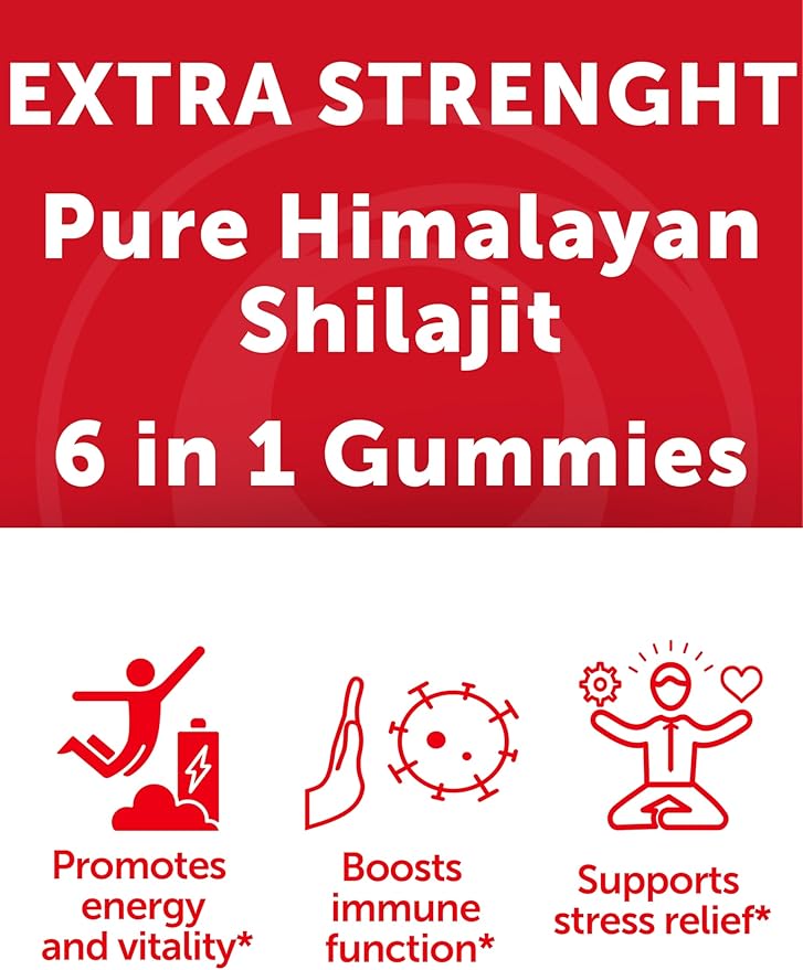 Lunakai USA Made Pure Shilajit Gummies 1200mg with Ashwagandha, Chaga, Vitamin C & D3 - Himalayan Shilajit for Men & Women, Energy & Vitality, 60ct