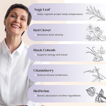 Menopause Supplements for Women - All Stage Meno Relief for Hot Flashes - Women's Hormone Support - Complete Menopause Relief - Menopause Support for Over 50 - Happy Natural Harmony Formula