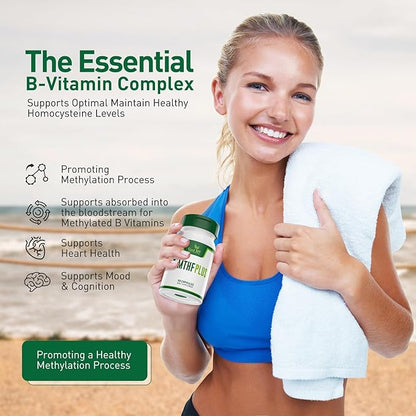 Active folate (5-MTHF) with Vitamins B Complex, B12, B2, and B6 - Supports methylation and Healthy Level of homocysteine - Gluten-Free, Dairy-Free, Soy-Free - 60 Capsules 5mg L-Methylfolate