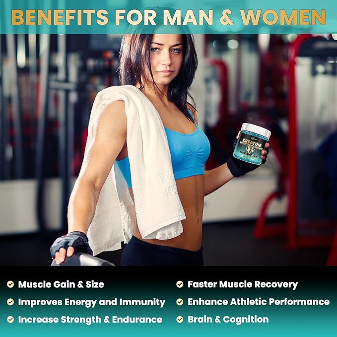 Creatine Monohydrate Gummies for Men & Women, 5000mg Chewables Creatine Supplement for Muscle Growth & Recovery, Promote Energy, Boost Strength, High Absorption, Blueberry Flavor Big Bear Gummies