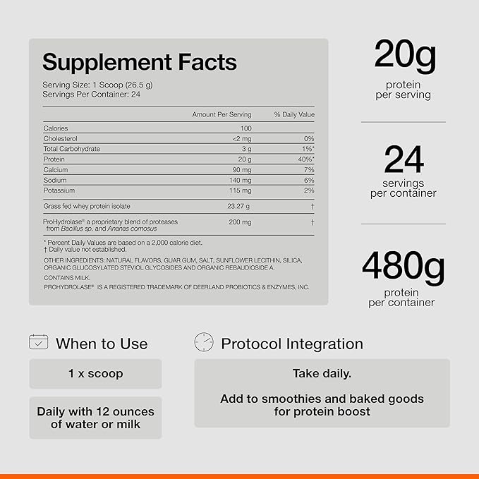 Momentous Essential Grass-Fed Whey Protein Powder - 20g Whey Isolate Protein - NSF Certified, Gluten-Free, 24 Servings for Essential Everyday Use, Vanilla (Package May Vary)