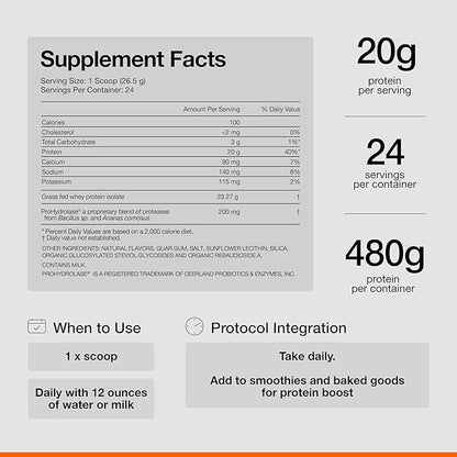 Momentous Essential Grass-Fed Whey Protein Powder - 20g Whey Isolate Protein - NSF Certified, Gluten-Free, 24 Servings for Essential Everyday Use, Vanilla (Package May Vary)