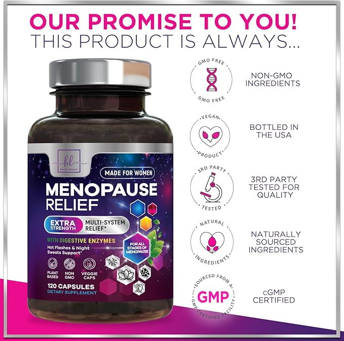 Hello Lovely! Menopause Supplements - 8 Billion CFU Menopause Probiotics for Women, Hot Flash & Night Sweats Support, Menopause Relief Probiotic for Vaginal, Digestive & Immune Support - 120 Capsules