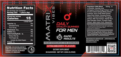 Daily Vitality Gummies for Men - Holistic Well-Being Support - Adaptogen-Enriched - Delicious Strawberry Flavor - 30-Day Supply