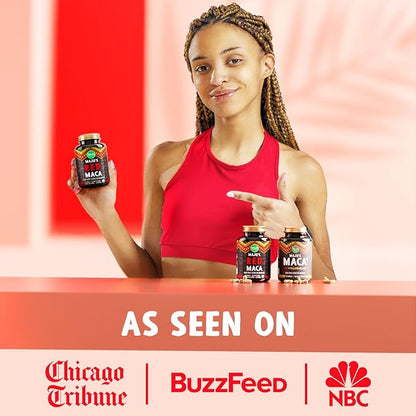 MAJU Organic Red Maca Root Capsules 120ct - Women Focused Curve Enhancement Nutrition Booster Pills, Gain for Thighs, Powder in Pill Supplement Qty 1