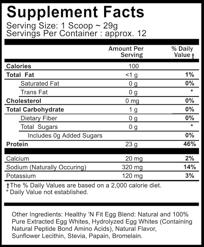 Healthy N Fit 100% EGG PROTEIN- Vanilla (12oz): 100% Egg White Protein PLUS Natural Peptides. Naturally Sweetened, Zero Carb, Keto, Paleo Friendly