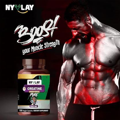 Creatine Monohydrate 3000 MG 150 Capsules | Dietary Supplement | Extra Strength Natural Formulation | Support Strength & Energy