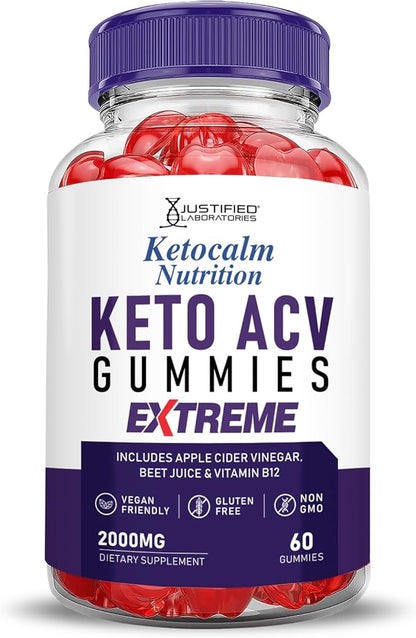 (3 Pack) Ketocalm Nutrition Keto ACV Gummies Extreme 2000MG Keto Calm Nutrition Keto Gummies Apple Cider Vinegar Formulated with Pomegranate Beet Juice Powder B12 Vegan Non GMO 180 Gummys
