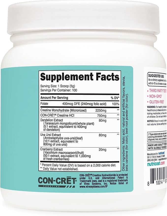 Nutricost Creatine Monohydrate Powder for Women, Micronized, Peach Mango, 100 Servings - Vegetarian, Non-GMO, Gluten Free