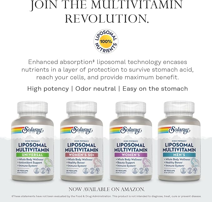 SOLARAY Once Daily High Energy Multivitamin, Iron Free, Immune System and Energy Support, Whole Food and Herb Base Ingredients, Men’s and Women’s Multi Vitamin (30 Servings, 30 VegCaps)