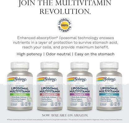 SOLARAY Once Daily High Energy Multivitamin, Iron Free, Immune System and Energy Support, Whole Food and Herb Base Ingredients, Men’s and Women’s Multi Vitamin, 60 Servings, 60 VegCaps