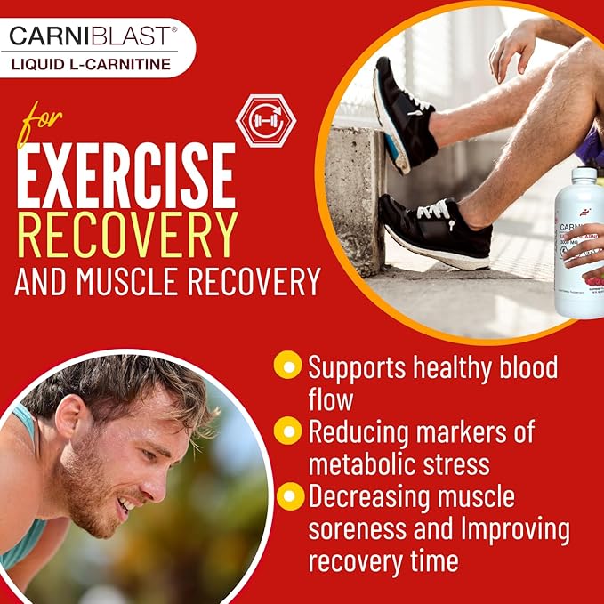 CARNIBLAST Liquid L-Carnitine 3000mg, Premium L Carnitine Carnipure, Energy Nutrition, Energy Supplement and Energy Booster, Raspberry, 16 fl oz