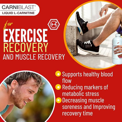 CARNIBLAST Liquid L-Carnitine 3000mg, Premium L Carnitine Carnipure, Energy Nutrition, Energy Supplement and Energy Booster, Raspberry, 16 fl oz