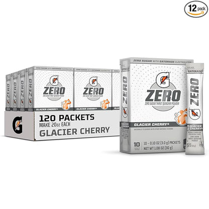 Gatorade G Zero Powder, Glacier Cherry , 10 Count (Pack of 12)