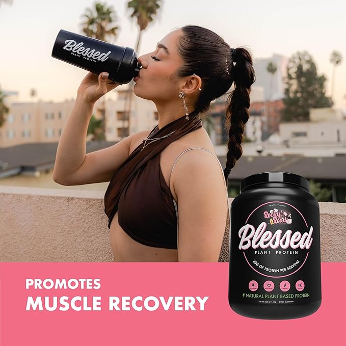 BLESSED Vegan Protein Powder - Plant Based Protein Powder Meal Replacement Protein Shake, 23g of Pea Protein Powder, Dairy Free, Gluten Free, Soy Free, No Sugar Added, 30 Servings (Rocky Road)