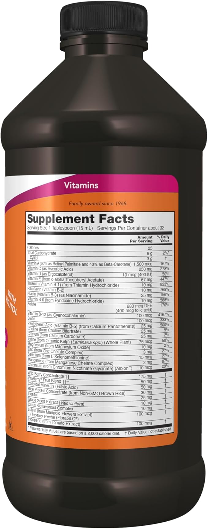 NOW Foods Supplements, Liquid Multi, Fast Absorption, Liquid Vitamin & Mineral, Wild Berry Flavor, 16-Ounce