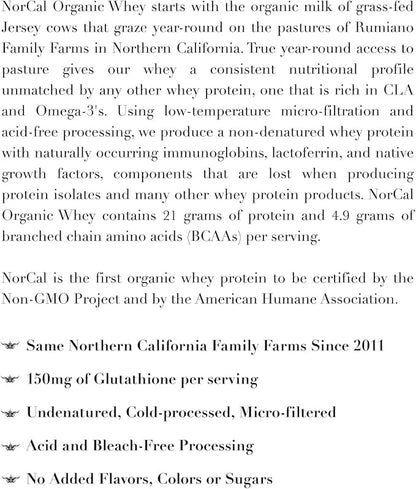 NorCal Organic Unflavored Whey Protein - 2lbs Bulk | 100% Grass-Fed, USDA Certified | Pure, Clean Protein Sourced from Northern California Family Farms