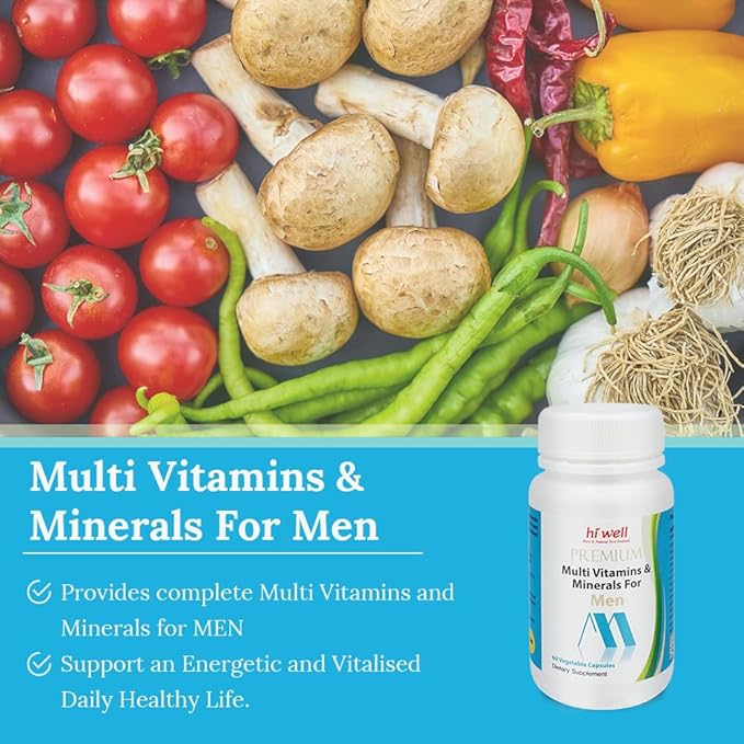 Hi Well Premium Multi Vitamins & Minerals for Men 60VegeCapsules