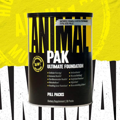 Animal Pak - Convenient Multivitamin for Men & Women Daily All-in-One Vitamin & Supplement Pack - Zinc, Vitamins C, B, D, Amino Acids, and Immune Support - Sports Nutrition Performance - 30 Count