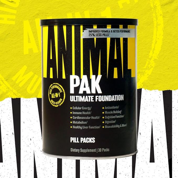 Animal Pak - Convenient Multivitamin for Men & Women Daily All-in-One Vitamin & Supplement Pack - Zinc, Vitamins C, B, D, Amino Acids, and Immune Support - Sports Nutrition Performance - 30 Count