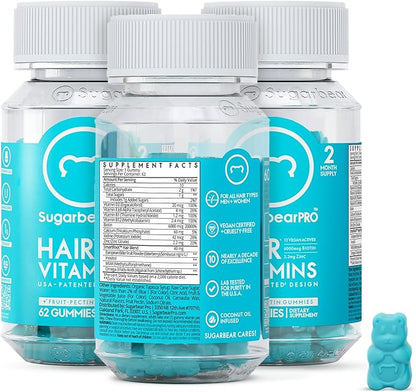 Sugarbear Hair Vitamin Gummy 6 Month Supply Extra Strength Biotin 6000mcg, Growth for Men & Women, Vegan Vitamin B12, MSM, Inositol, Omega 3, Elderberry, Certified Kosher, Halal, Cruelty-Free