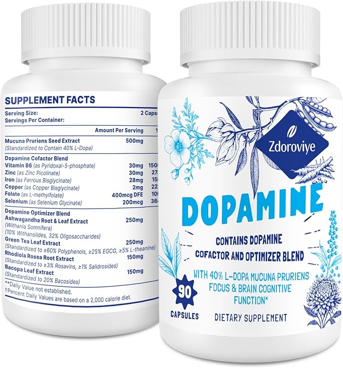 Dopamine Supplements for Men and Women - Contains 500mg Mucuna Pruriens Extract (40% L-DOPA) - 60 Capsules (1 Pack)