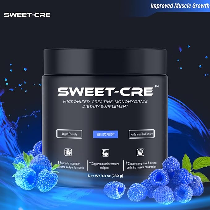 Creatine Monohydrate – 5g Creatine Monohydrate Powder – Advanced Creatine for Women and Men – Bulk Supplements Creatine – Delicious Fruit Punch Flavor – 9.8oz (40 Servings, Blue Raspberry)